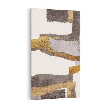 Obraz na płótnie 80x120 - Szaro-złote Wibracje - abstrakcyjne kształty, szerokie linie