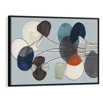 Obraz w ramie 100x70 - Plamy w Niebieskim - sztuka abstrakcyjna, linie - rama czarna