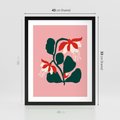 Plakat w ramie 40x50 - Migotliwa Kreatywność - abstrakcyjne kwiaty, różowe tło - rama czarna