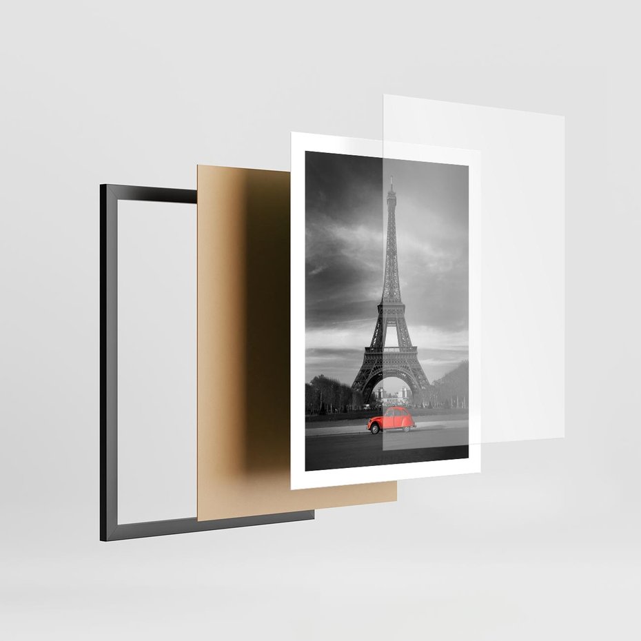 Plakat w ramie 50x70 - Elegancja Wieży - wieża, Eiffla - rama czarna