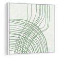 Obraz w ramie 50x50 - Migotliwa Spokojna Zieleń - zielony plakat, abstrakcyjne splątane linie - rama biała