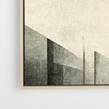 Obraz w ramie 100x70 - Mroczne Wieżowce - postarzana grafika, perspektywa budynków wieżowców - rama drewno