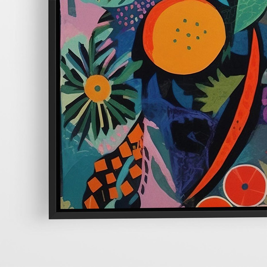 Obraz w ramie 50x50 - Echa Nietuzinkowych Wzorców - abstrakcyjny obraz olejny, jak picasso - rama czarna