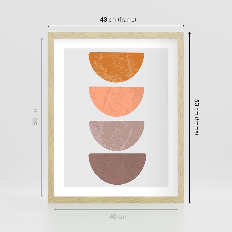 Plakat w ramie 40x50 - Minimalizm i Geometria - minimalistyczny obraz, mid-century styl - rama drewno