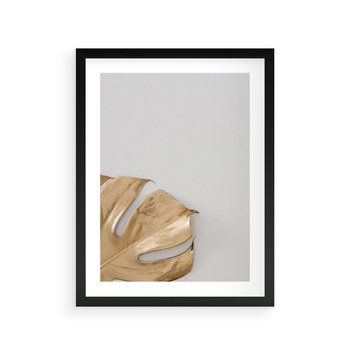 Plakat w ramie 40x50 - Natury Szlachetność - złote, liście - rama czarna