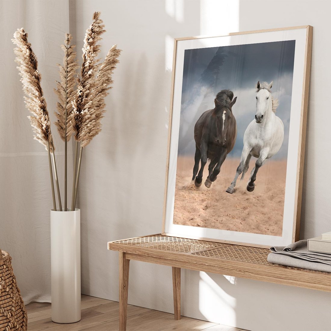 Plakat w ramie 40x50 - Siła koni w galopie - konie, galop - rama drewno