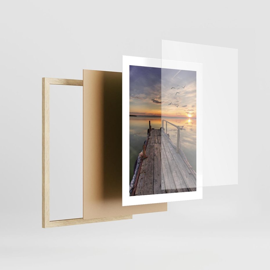 Plakat w ramie 30x40 - Zachód Słońca na Pomostcie - zachód, słońca - rama drewno