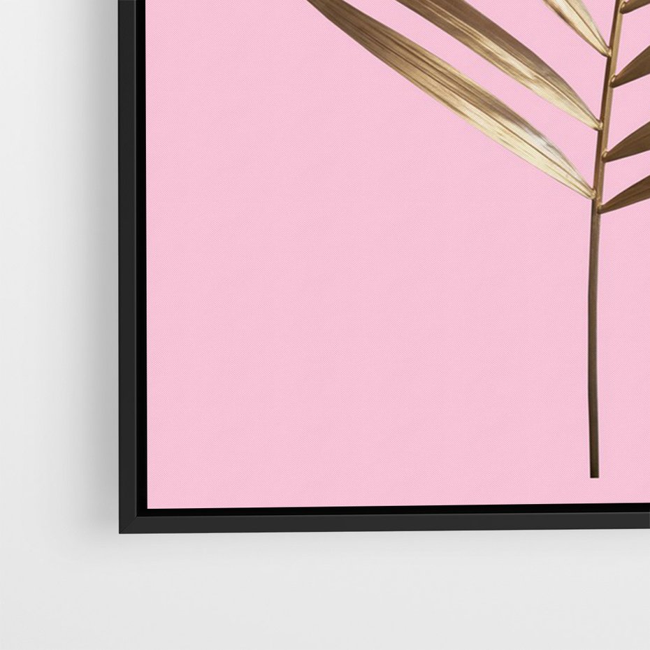 Obraz w ramie 50x70 - Promienie złotej palmy - złota, palma - rama czarna