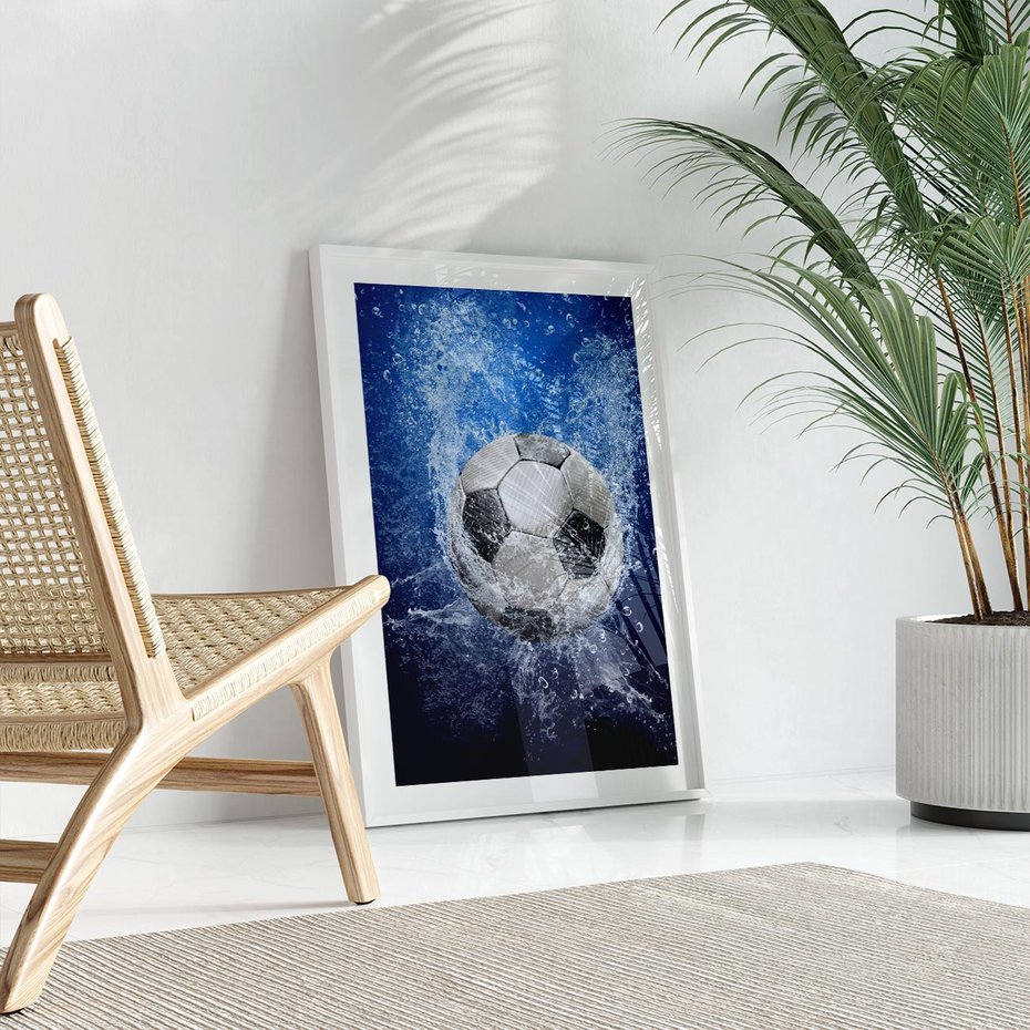 Plakat w ramie 50x70 - Młodzieżowy Zapał - piłka, młodzieżowy - rama biała