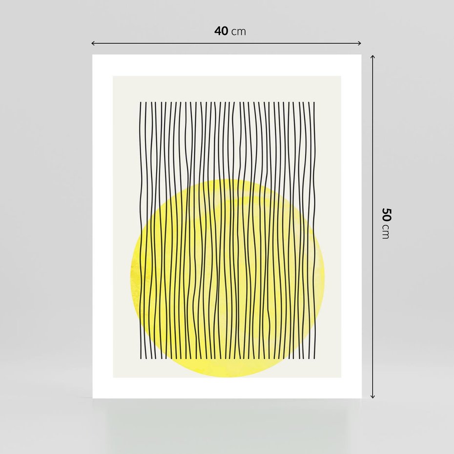 Plakat bez ramy 40x50 - Ciepłe Przenikanie - geometria, żółte koło