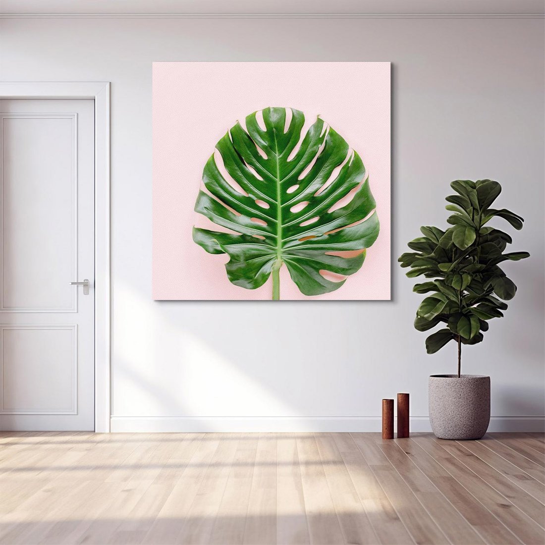 Obraz na płótnie 40x40 - Egzotyczna Roślinność - liście, monstera