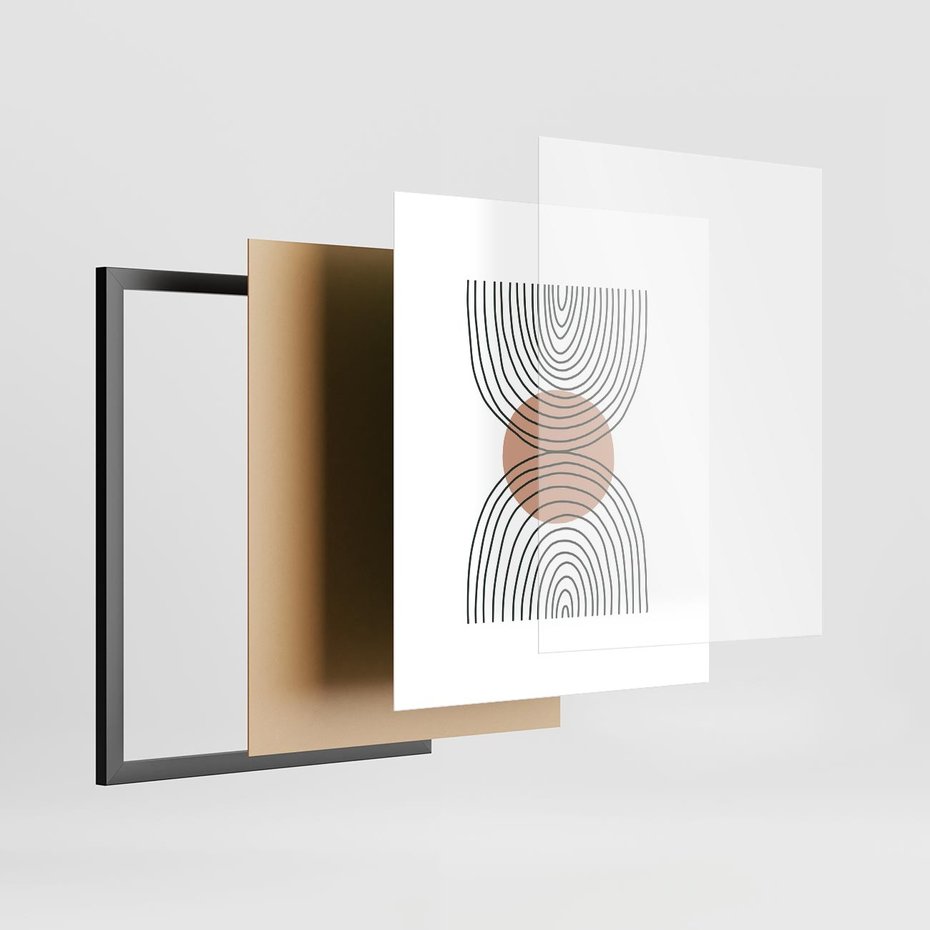 Plakat w ramie 40x50 - Przenikające Widzenia - półkola, koło - rama czarna