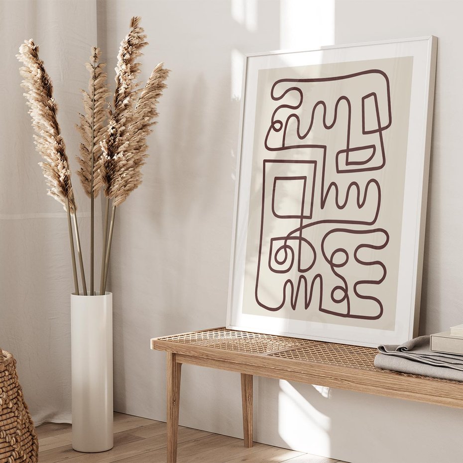 Plakat bez ramy 21x30 - Etniczna Abstrakcja - nowoczesna boho grafika, abstrakcja