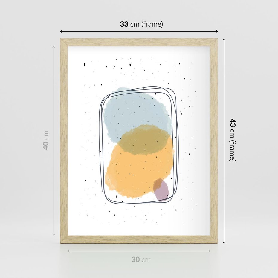 Plakat w ramie 30x40 - Wibracje Linii - abstrakcyjna kompozycja, jak ręcznie malowana - rama drewno