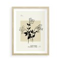 Plakat w ramie 50x70 - Malowane szkicowe tęsknoty - kwiaty, typografia - rama drewno