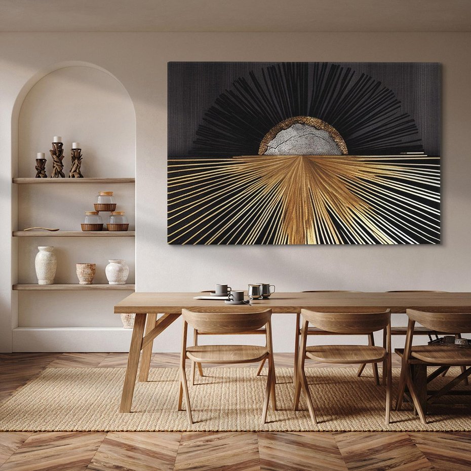 Obraz na płótnie 70x50 - Metaliczne Boho Abstrakcje - boho, słońce