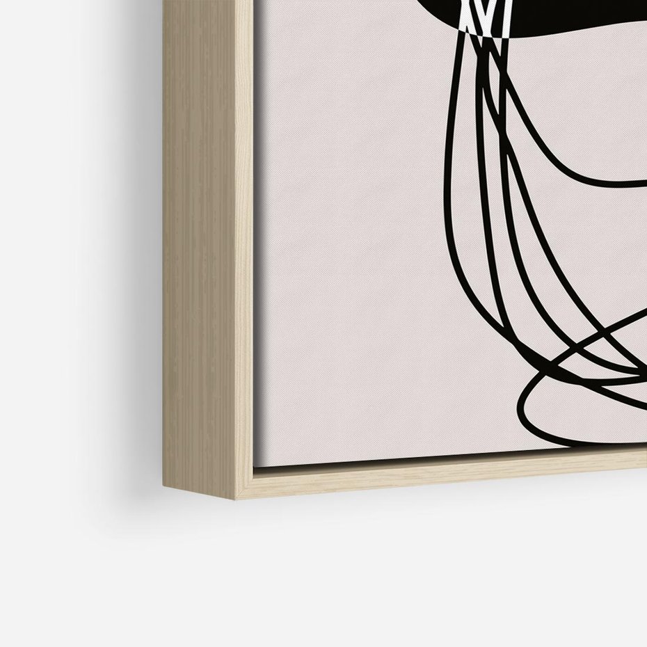 Obraz w ramie 80x80 - Strukturalne Kontrasty - abstrakcyjne szkicowane linie, minimalizm - rama drewno