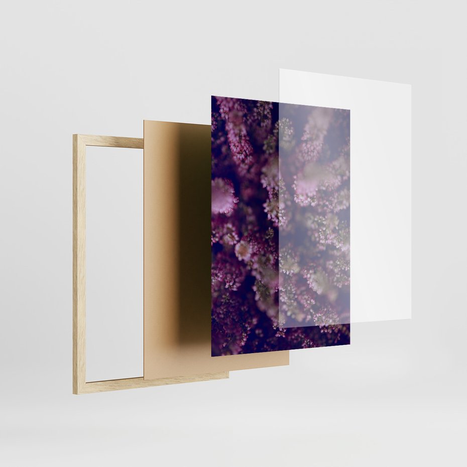 Zestaw obrazy w ramie 30x40 galeria - Wrzosy, lawenda, zachód, słońca - rama drewno