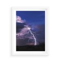 Plakat w ramie 50x70 - Burza z błyskawicami nad horyzontem - burza, błyskawica - rama biała
