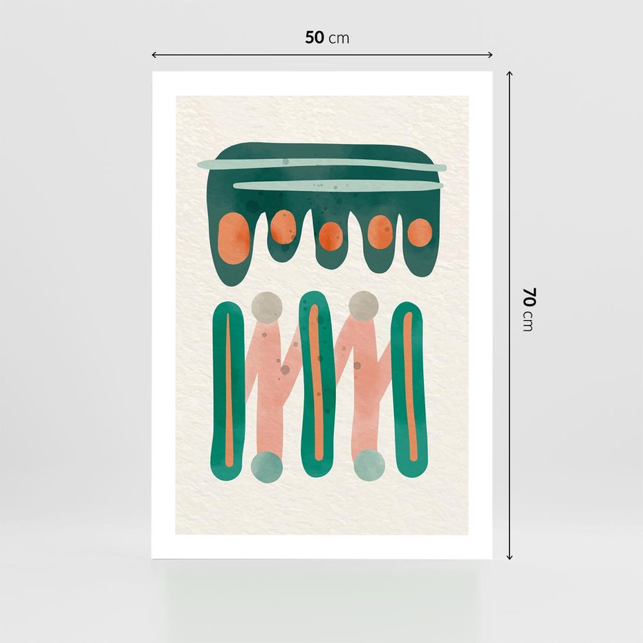 Plakat bez ramy 50x70 - Zaklęte Wzory Natury - przypadkowe abstrakcyjne wzory, pomarańczowy i zielony