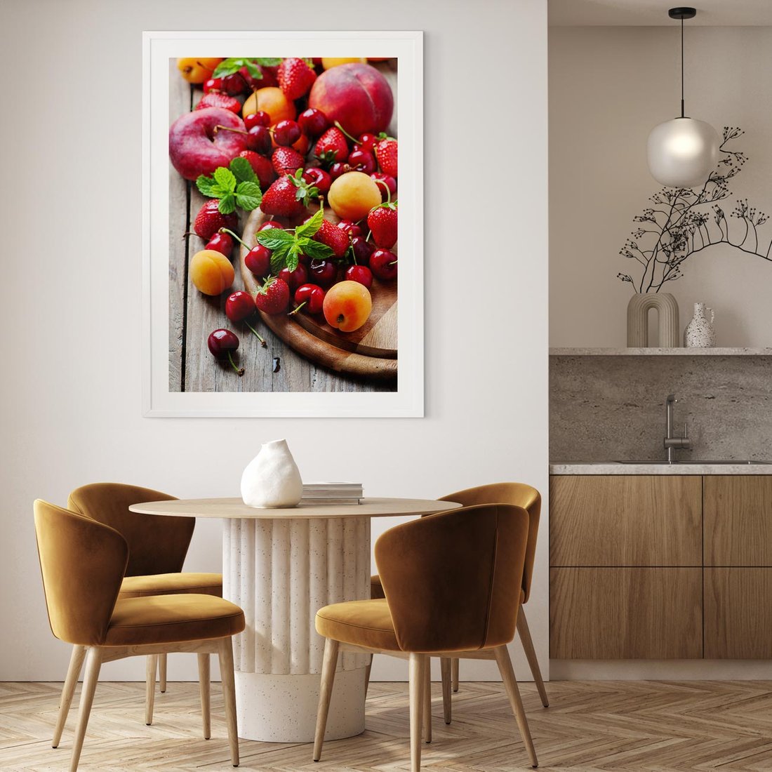 Plakat bez ramy 30x40 - Owoce w restauracji artystycznie - owoce, restauracja