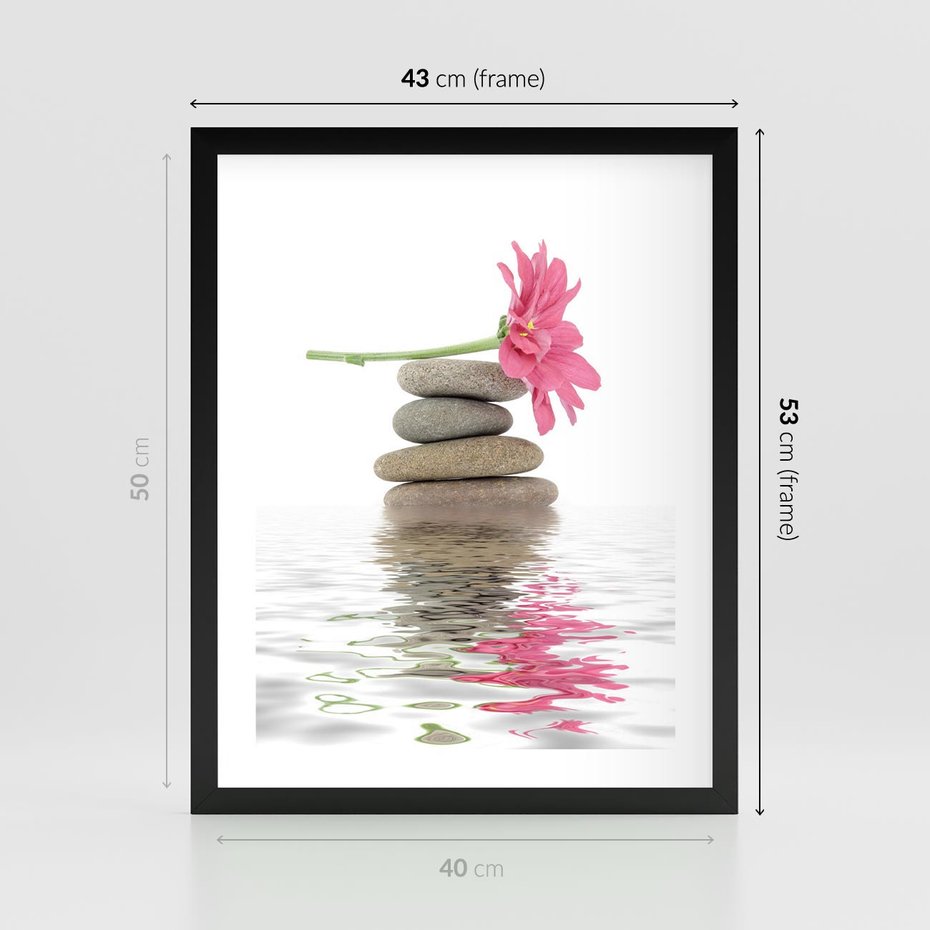 Plakat w ramie 40x50 - Kwiatowe japońskie spa - japońskie, spa - rama czarna