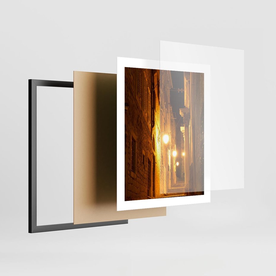 Plakat w ramie 40x50 - Miasto Pod Gwieździstym Niebem - uliczka, perspektywa - rama czarna