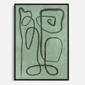 Obraz w ramie 50x70 - Zielone Wariacje w Liniach - abstrakcyjne zielone linie, skandynawski design - rama czarna