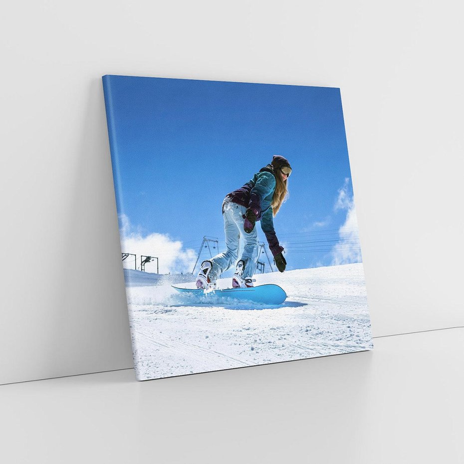 Obraz na płótnie 50x50 - Snowboard na zimowych zboczach - snowboard, zima