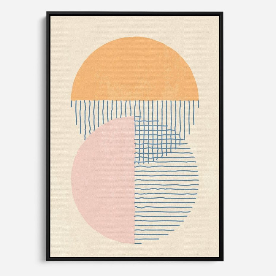 Obraz w ramie 50x70 - Migotliwe Wzory - geometryczne kształty, koła - rama czarna