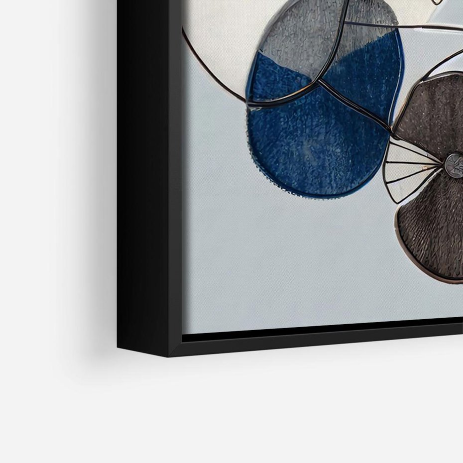 Obraz w ramie 100x70 - Plamy w Niebieskim - sztuka abstrakcyjna, linie - rama czarna