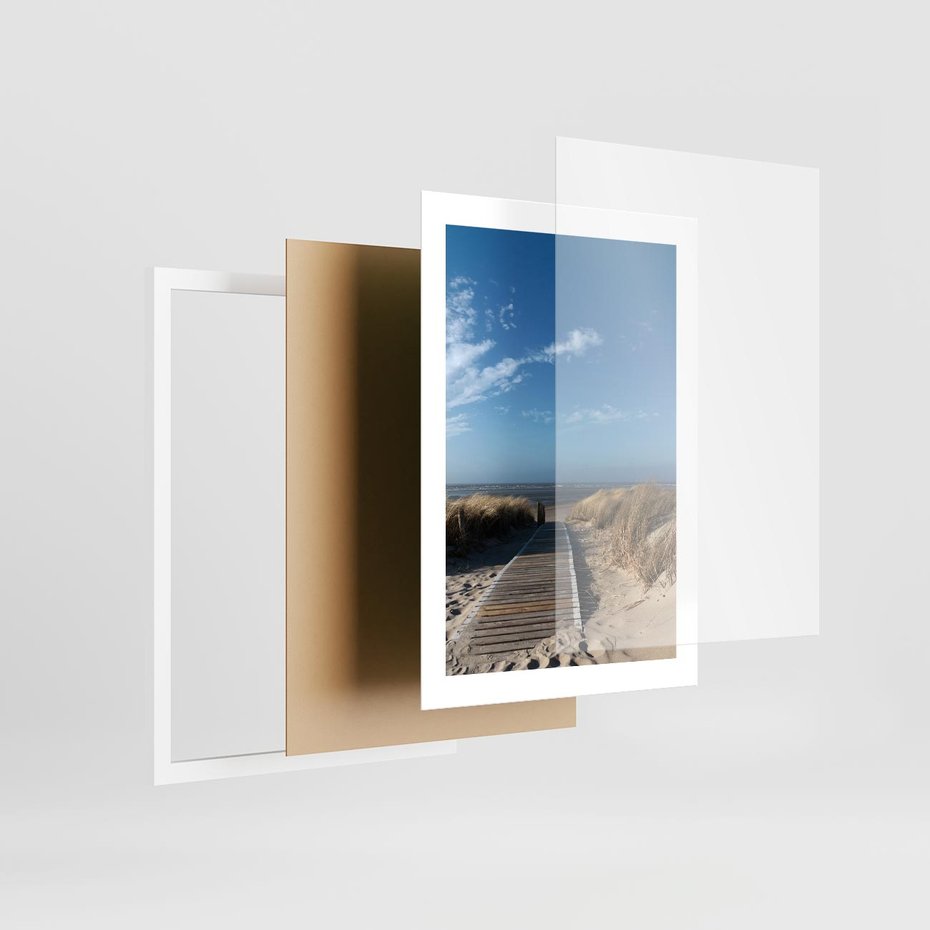 Plakat w ramie 30x40 - Boho na Plaży - plaża, pomost - rama biała