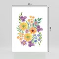 Plakat bez ramy 40x50 - Kwiatowe Wibracje - akwarelowe polne kwiaty, minimalistyczny plakat