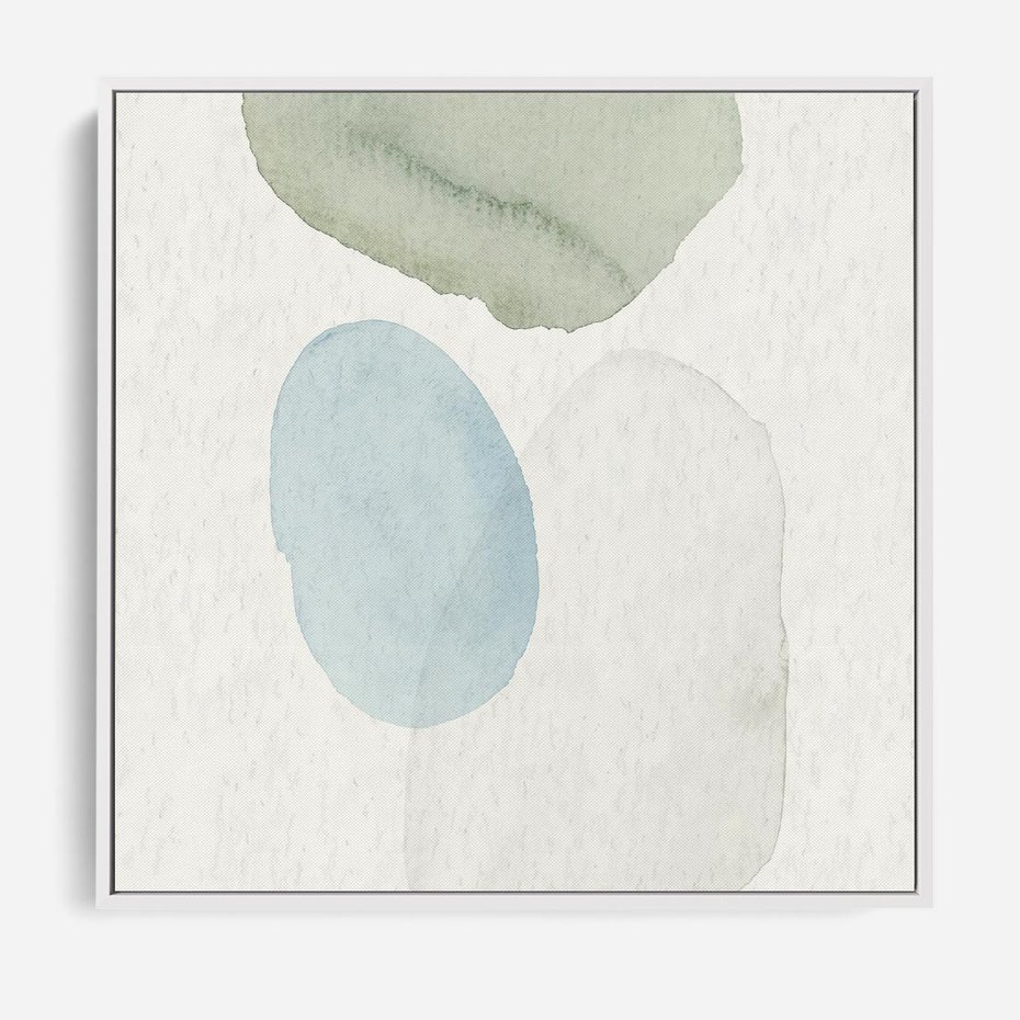 Obraz w ramie 80x80 - Akwarelowa Symfonia Natury - abstrakcyjne delikatne plamy, akwarelowe - rama biała