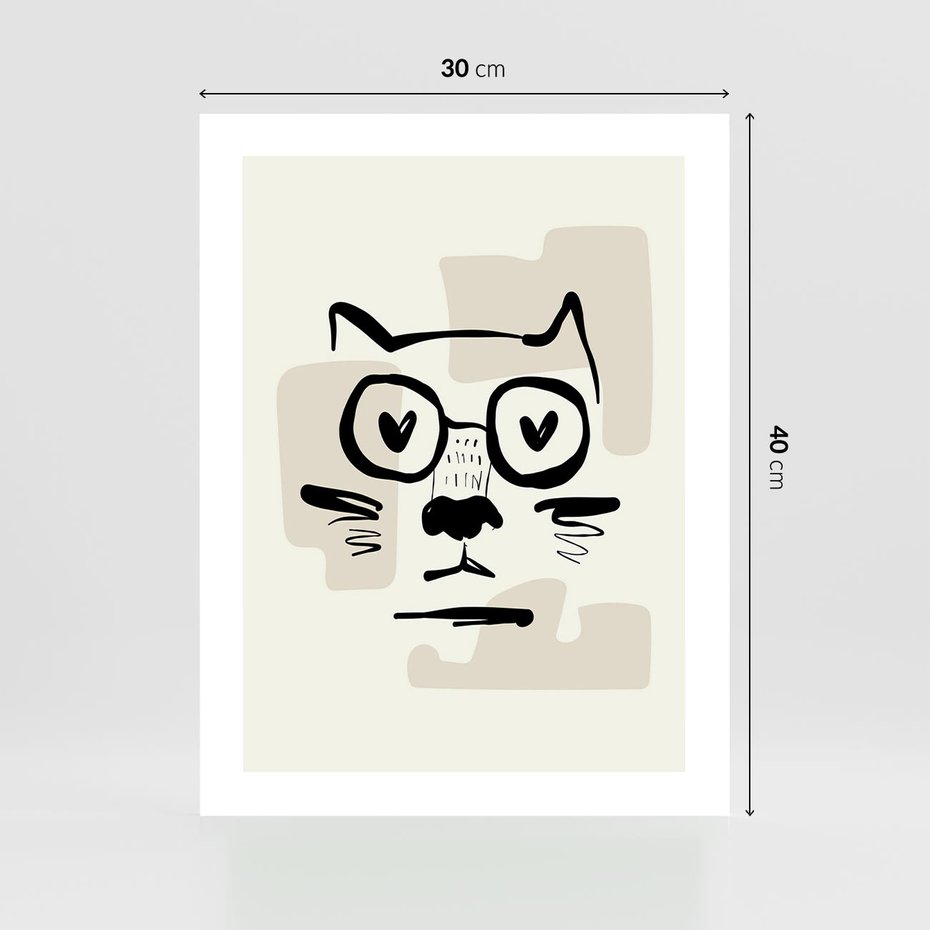 Plakat bez ramy 30x40 - Minimalistyczny Kot: Czarna Kreska - kot, grafika