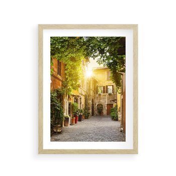 Plakat w ramie 30x40 - Malownicza Wędrówka - uliczka, perspektywa - rama drewno