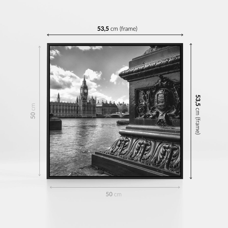 Obraz w ramie 50x50 - Pejzaż kruchości i siły - Londyn, Tamiza - rama czarna