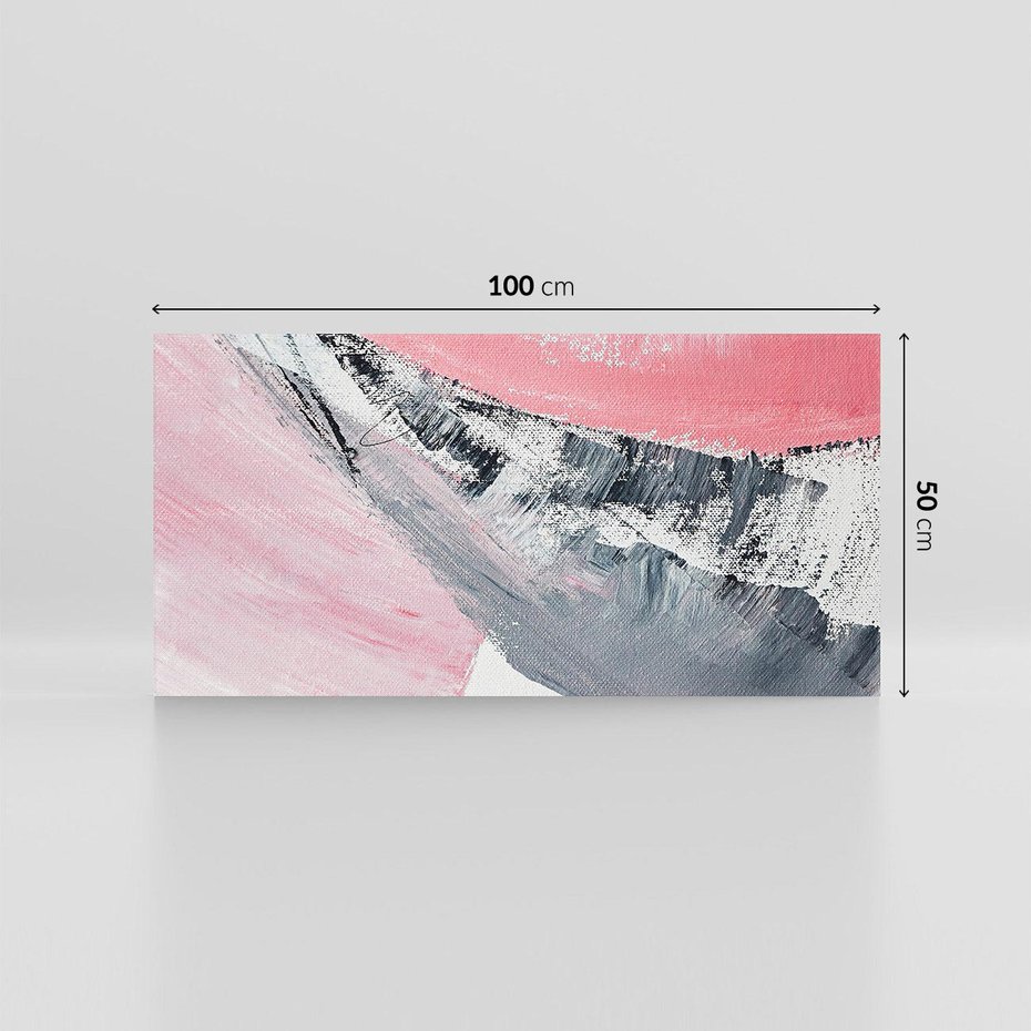 Obraz na płótnie 100x50 - Kontrastujący Ruch Emocji - abstrakcyjne pasy farby, kolory róż szary czarny