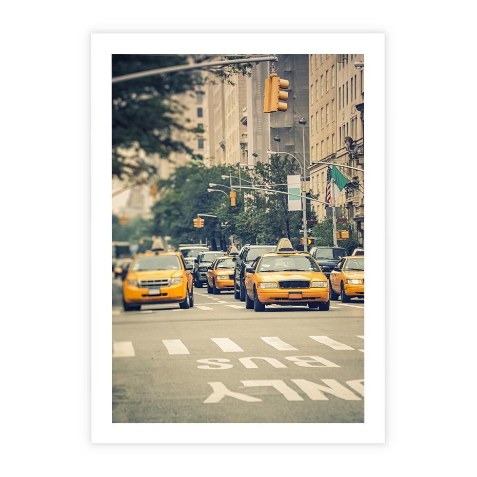 Plakat bez ramy 21x30 - Miasto Taksówek - taksówki, miasto