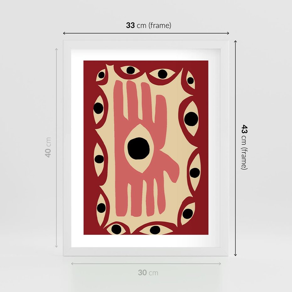 Plakat w ramie 30x40 - Migotliwe Kształty - abstrakcyjny obraz, boho styl - rama biała