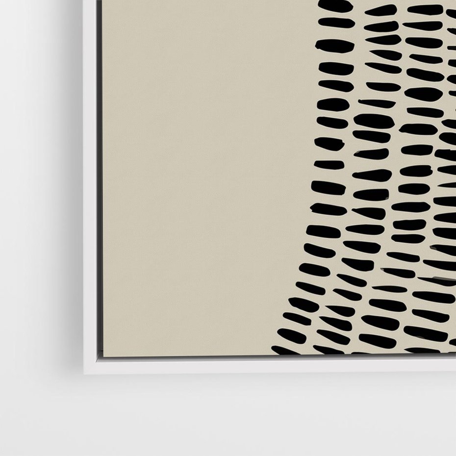 Obraz w ramie 50x50 - Migotliwa Innowacyjna Ekspresja - boho plakat, czarne kropki kreski - rama biała