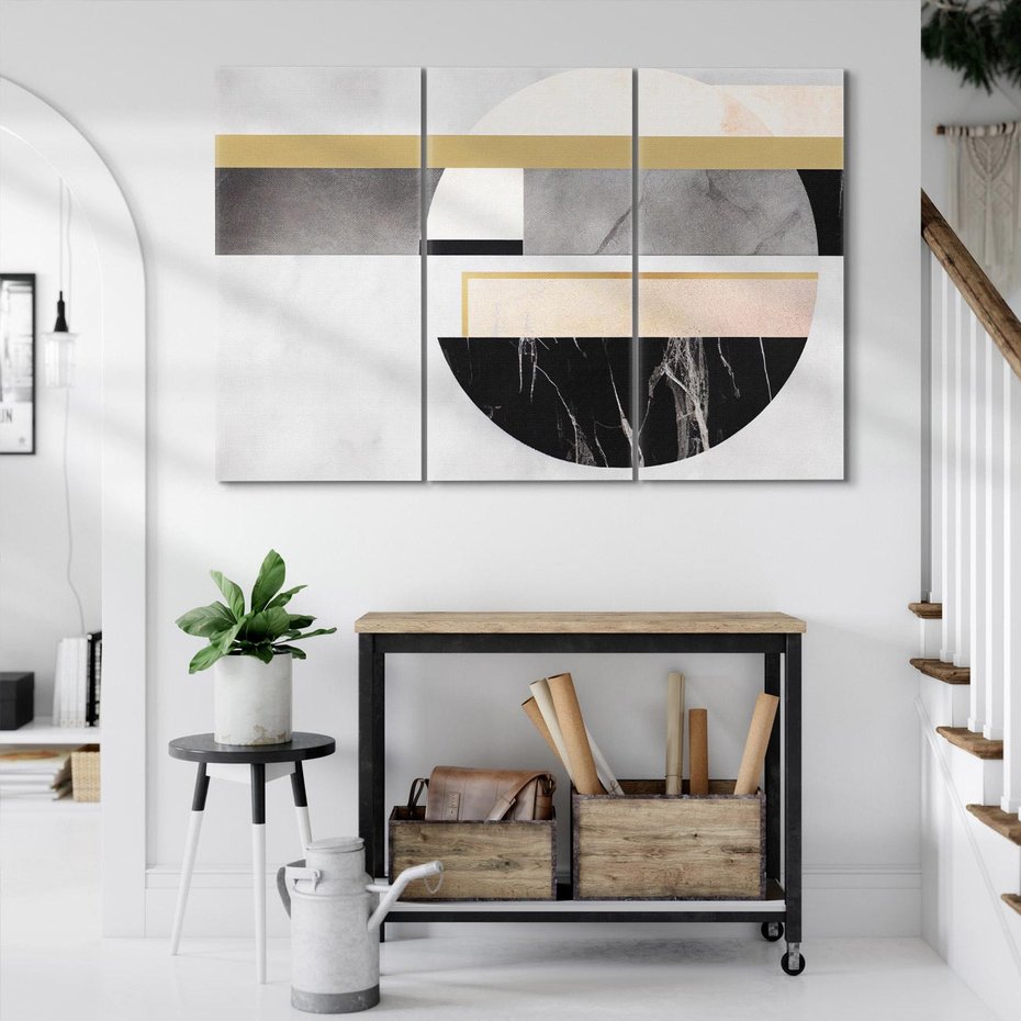 Obraz na płótnie 120x80 - Biało-Czarne Formy - nowoczesna geometria, koło