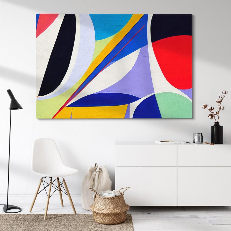 Obraz na płótnie 70x50 - Kolorowe Przesunięcia Kształtów - abstrakcyjny obraz olejny, żywe kolory