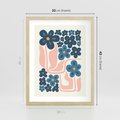Plakat w ramie 30x40 - Niebieskie Refleksje - niebieskie kwiaty, niezapominajki - rama drewno