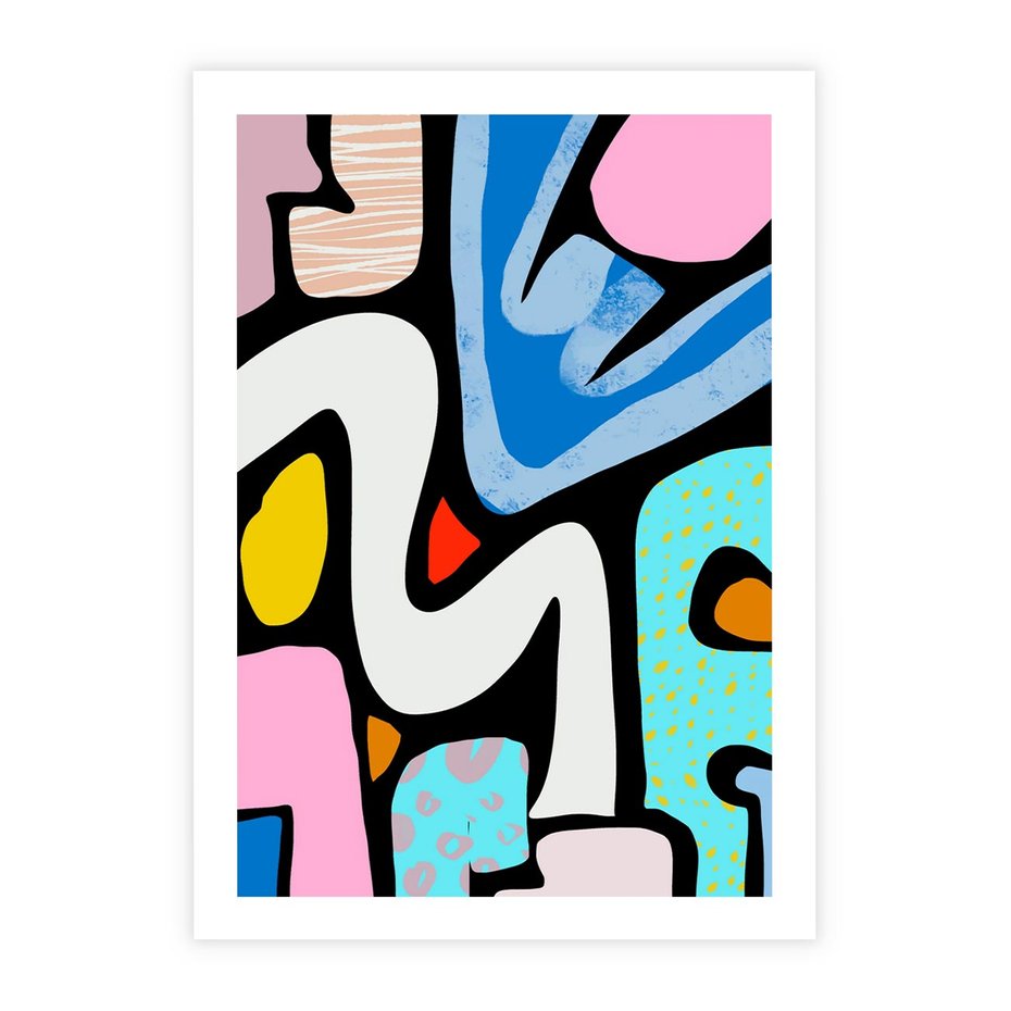 Plakat bez ramy 21x30 - Komiksowe Formy - abstrakcyjne formy, komiksowy styl