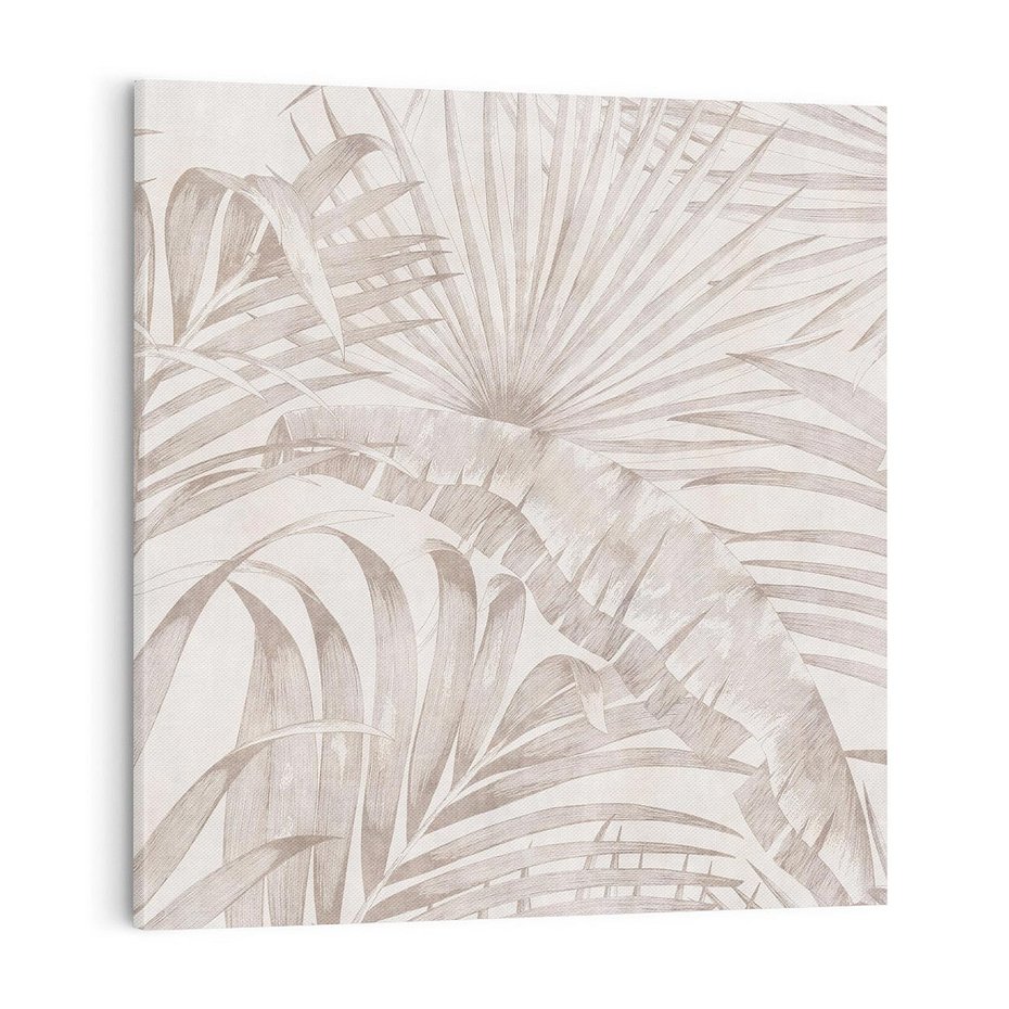 Obraz na płótnie 40x40 - Odsłonięte liściowe wspomnienia - monochromatyczne, kolory sepii