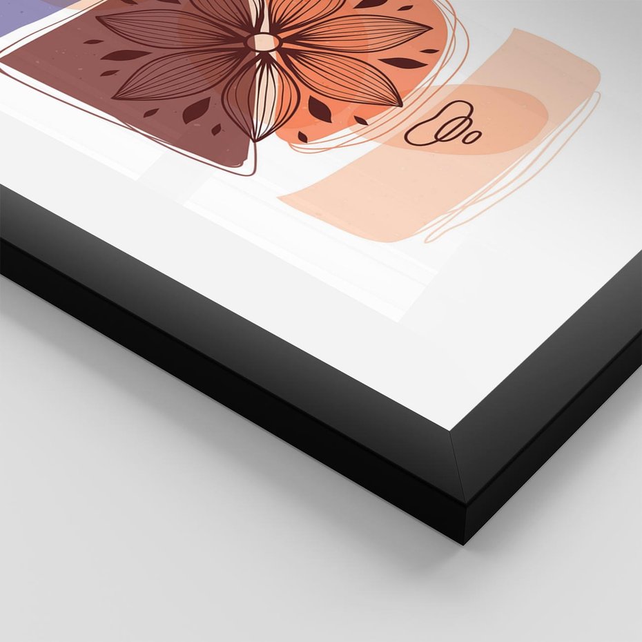 Plakat w ramie 40x50 - Kwiatowa Oaza - abstrakcyjna sztuka, plamy - rama czarna