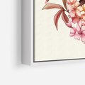 Obraz w ramie 50x70 - Kwiatowe Zanurzenie - japońska sztuka, ptak - rama biała