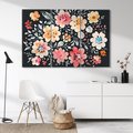 Obraz na płótnie 120x80 - Labirynty melancholii - akwarelowe, pastelowe kwiaty na czarnym tle