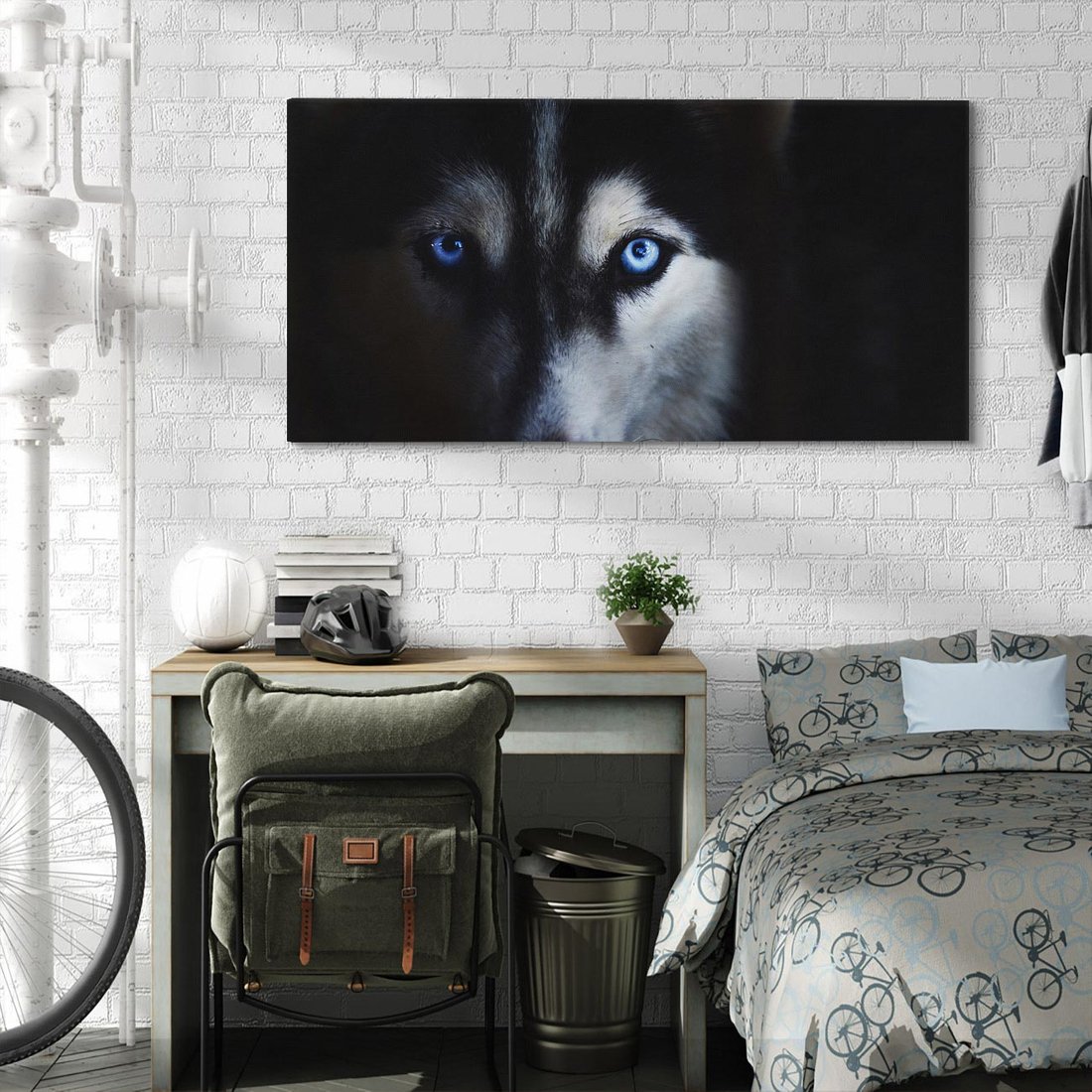 Obraz na płótnie 140x70 - Wilk i husky: siła przyjaźni - wilk, husky